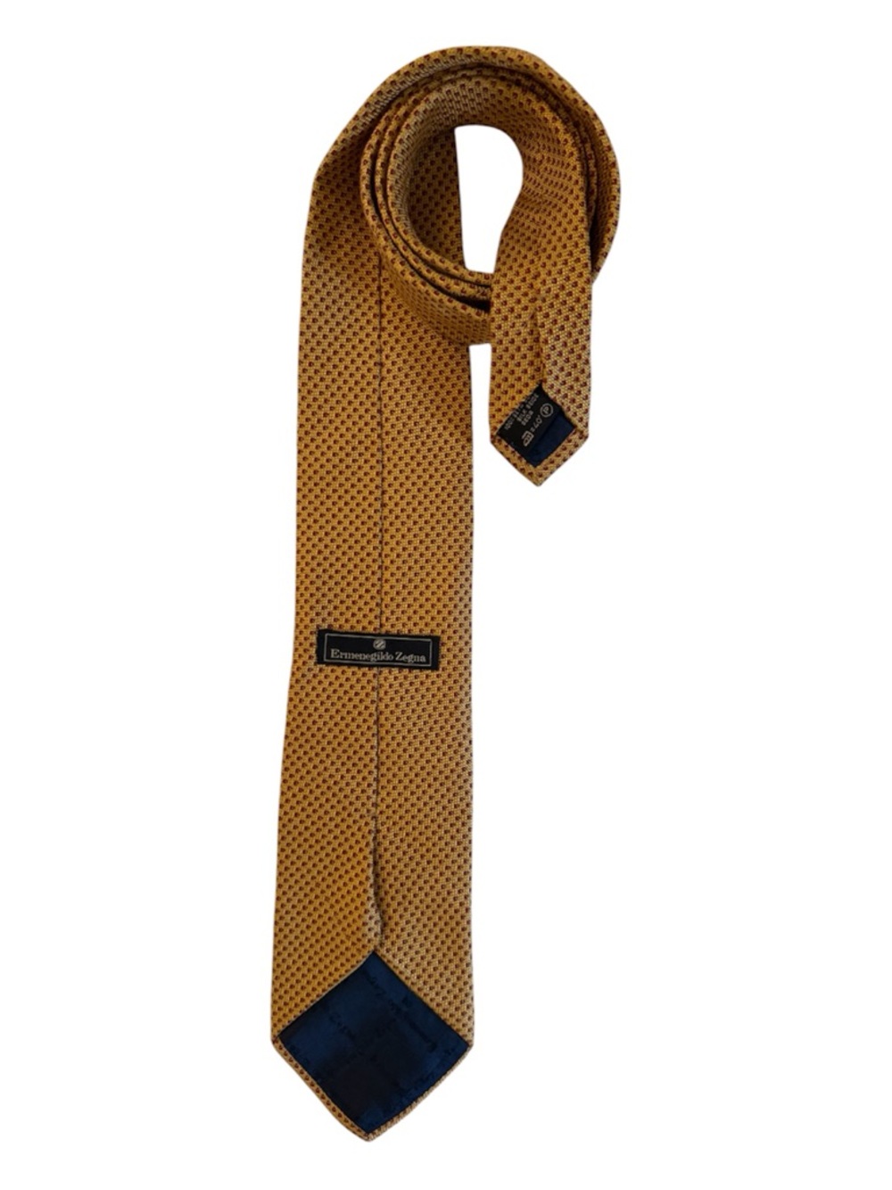 Ermenegildo Zegna 100% Silk tie. Golden yellow. Made in Italy. 60x4